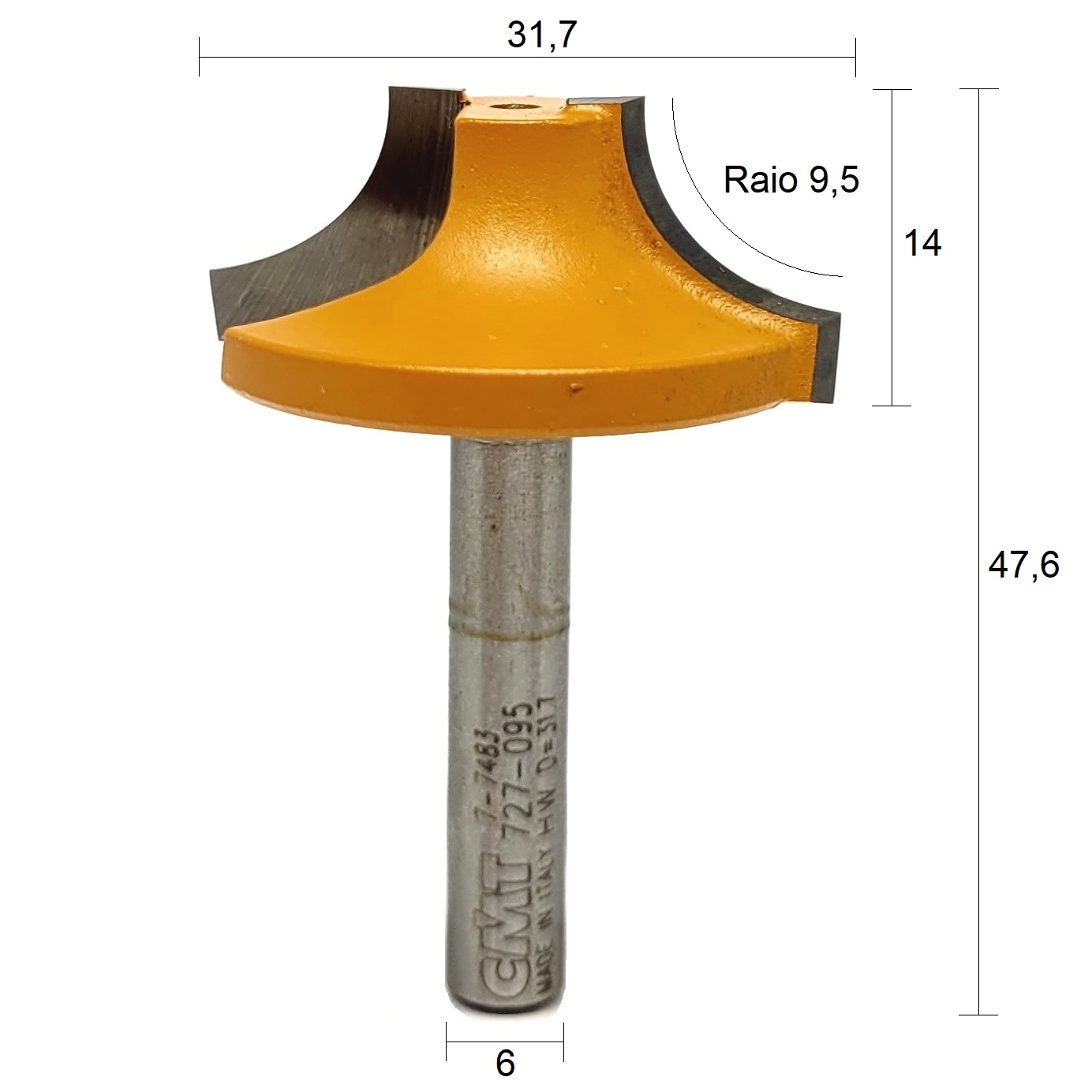 Fresa com Raio Côncavo HW Ø31,7x9,5mm - marca CMT - Cód. 727.095.11